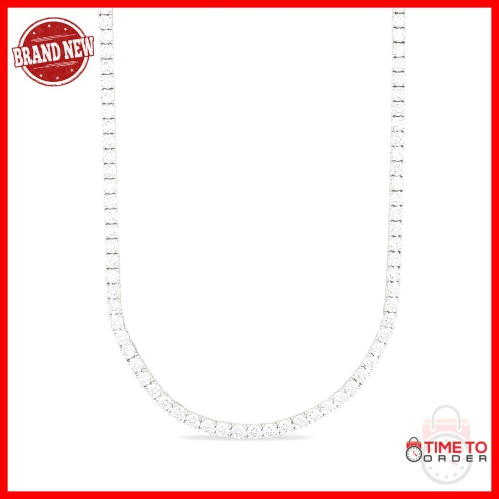 Gold Plated Tennis Chain Necklace Round Cut 5MM 16-24 Inch